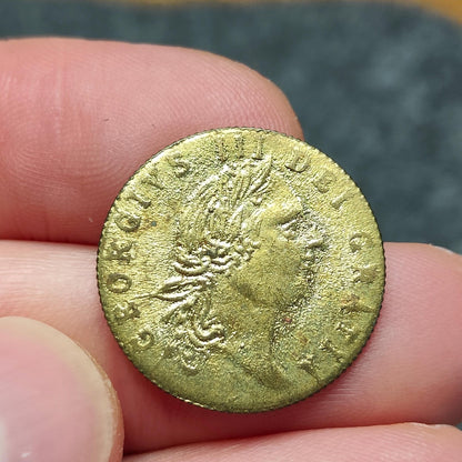 George III spade half Guinea gaming token, dated 1788, Georgian brass jetton
