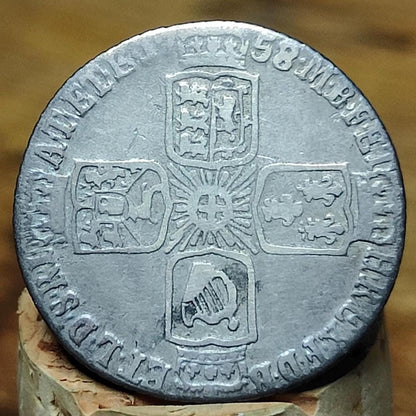 1758 King George II Silver Sixpence Coin older bust