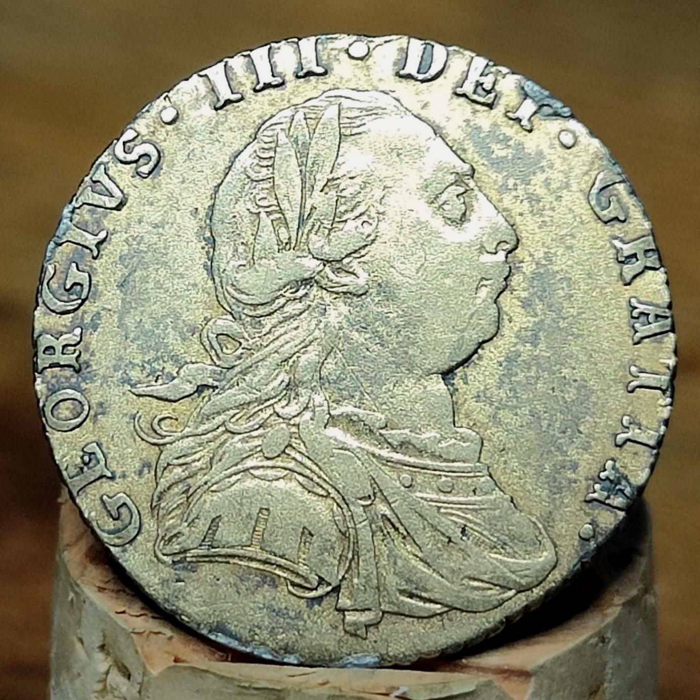 George III silver sixpence dated 1787 with hearts- Georgian coin, US colonial