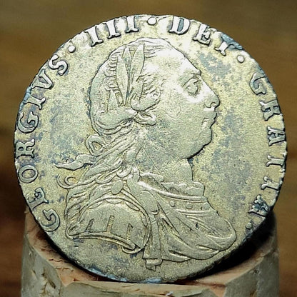 George III silver sixpence dated 1787 with hearts- Georgian coin, US colonial