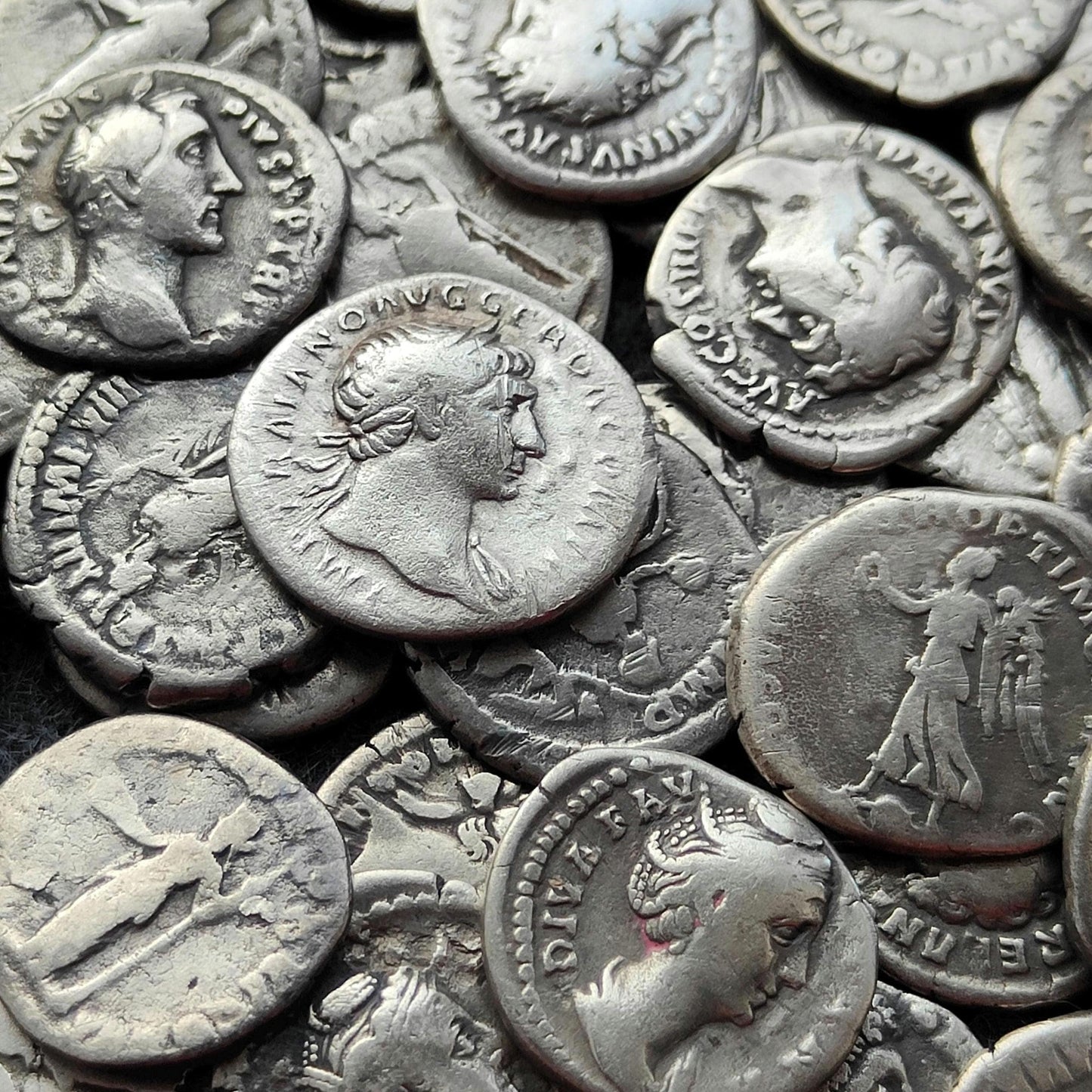 Genuine Roman silver Denarii from the 2nd century, ancient coins