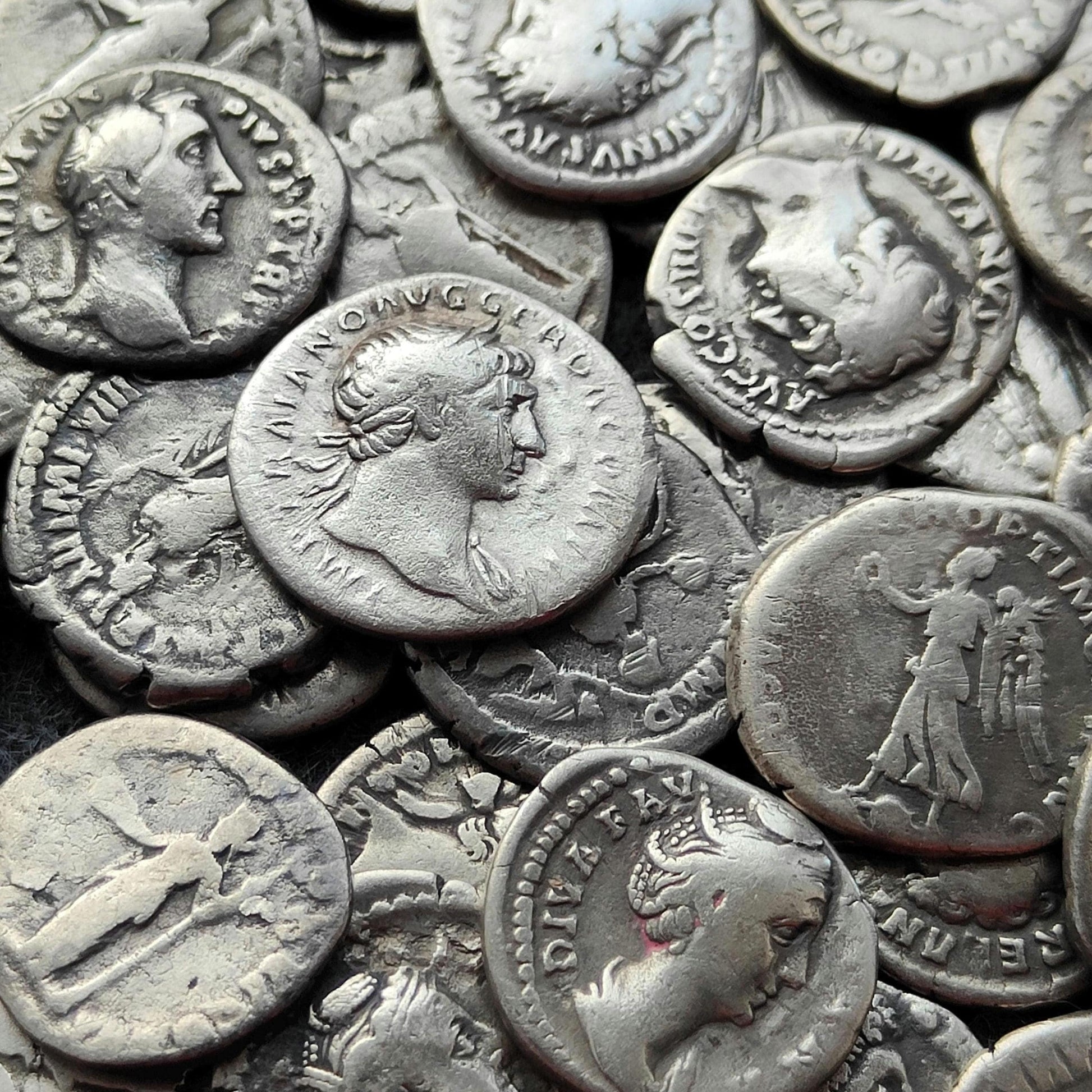 Genuine Roman silver Denarii from the 2nd century, ancient coins