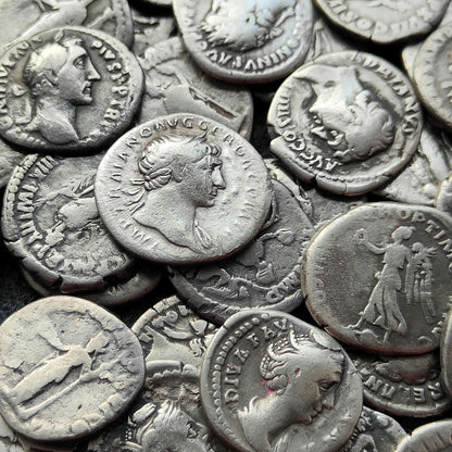 Genuine Roman silver Denarii from the 2nd century, ancient coins