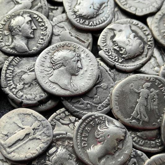 Genuine Roman silver Denarii from the 2nd century, ancient coins