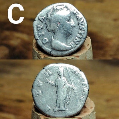 Genuine Roman silver Denarii from the 2nd century, ancient coins