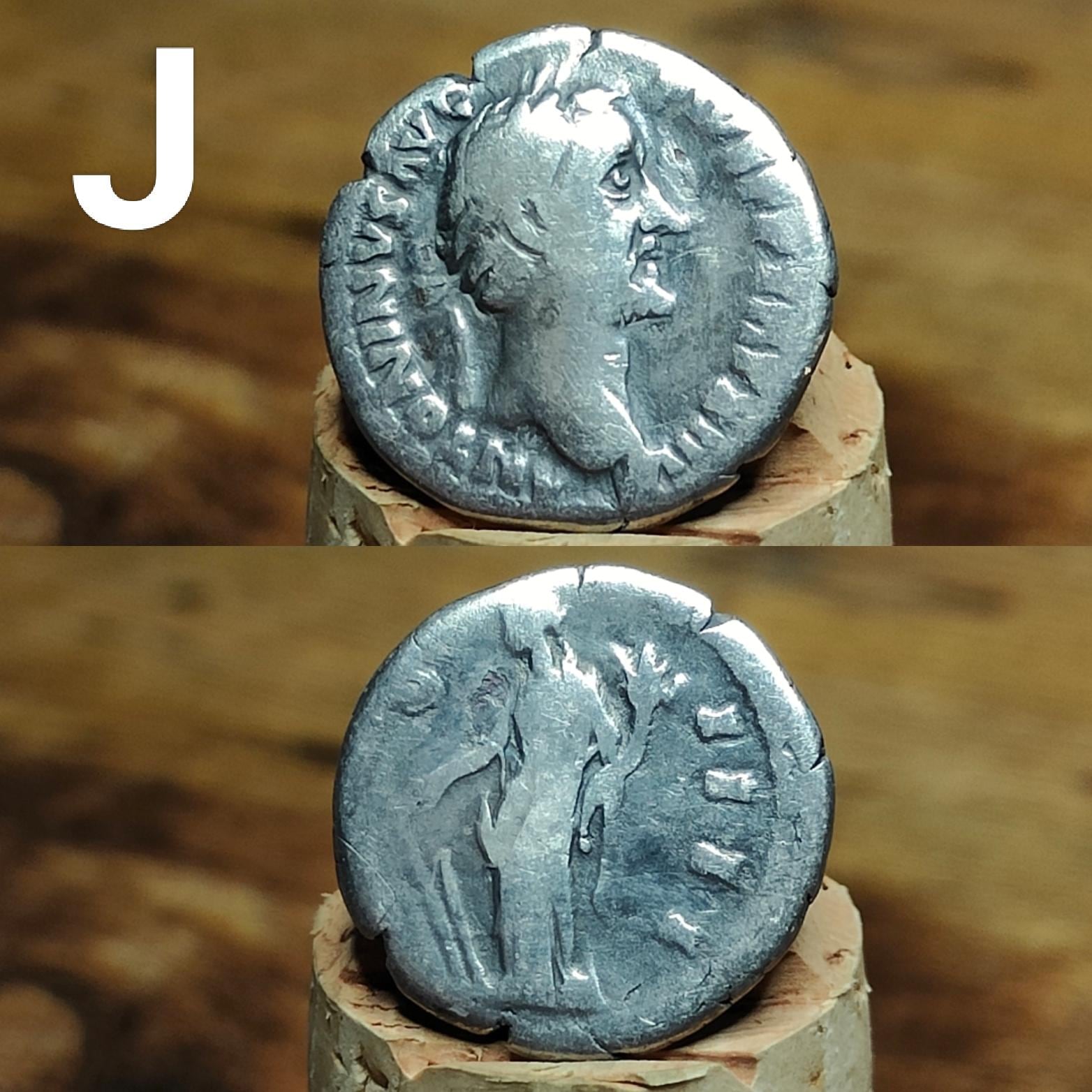 Genuine Roman silver Denarii from the 2nd century, ancient coins
