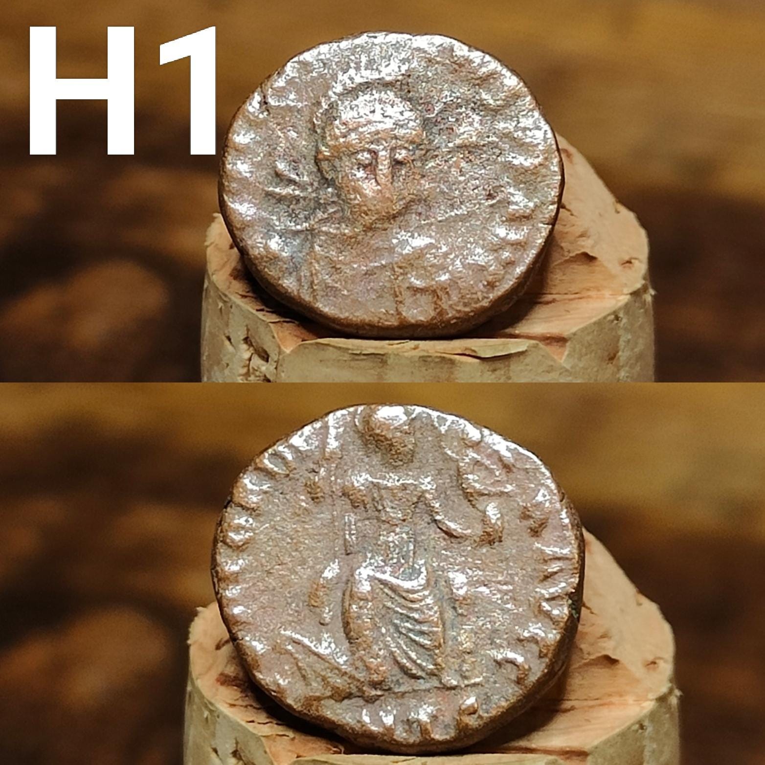 Cleaned Roman coins, ancient Nummus and Follis