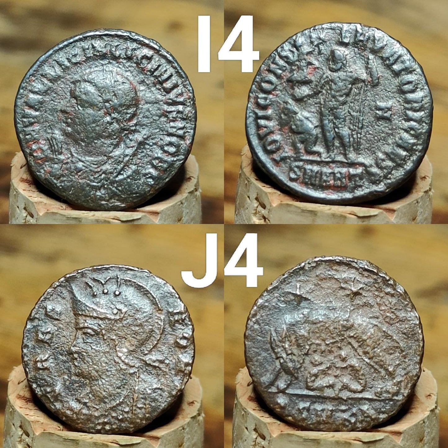 Genuine Roman coins, 4th century ancient Nummus