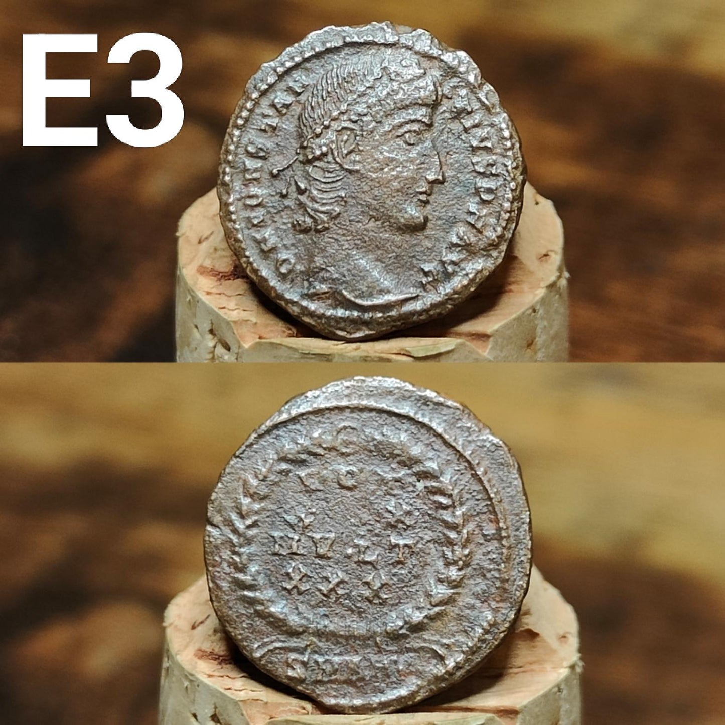Cleaned Roman coins, ancient Nummus and Follis