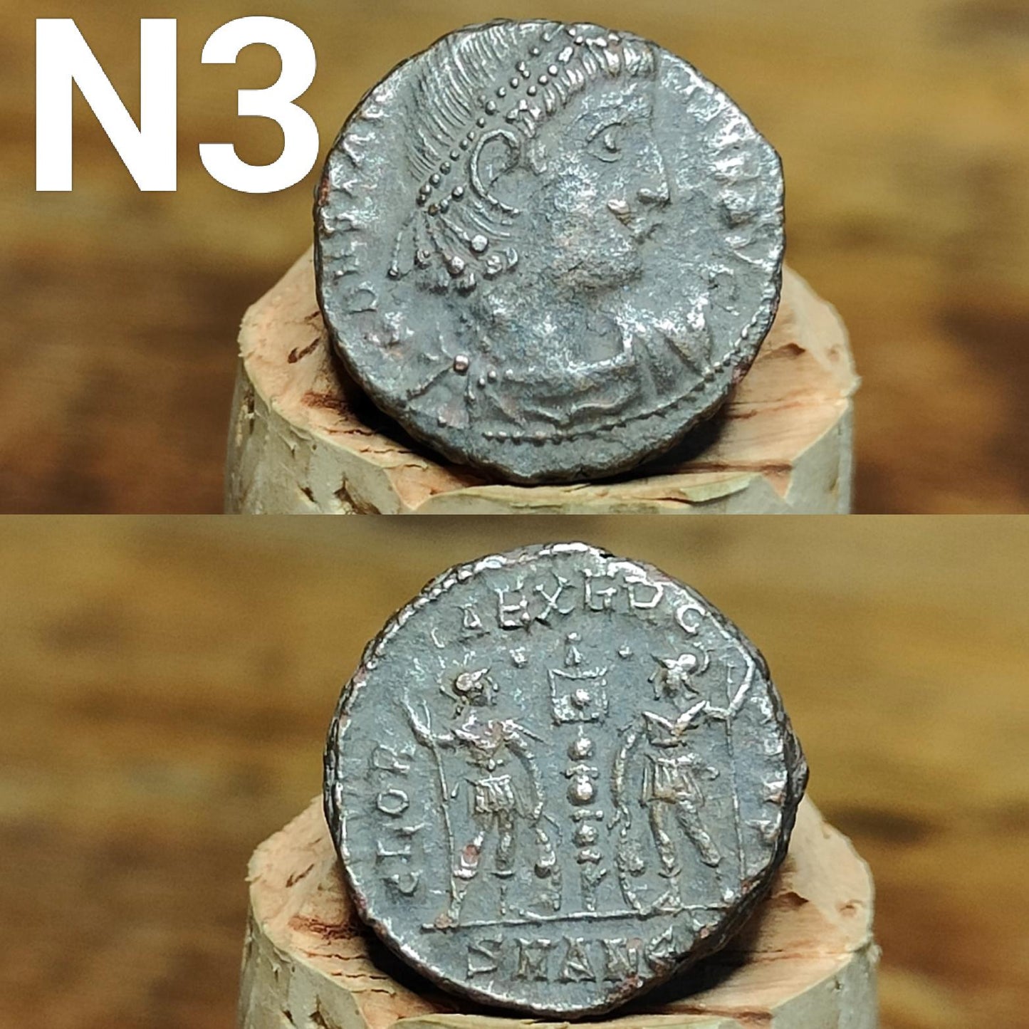 Cleaned Roman coins, ancient Nummus and Follis