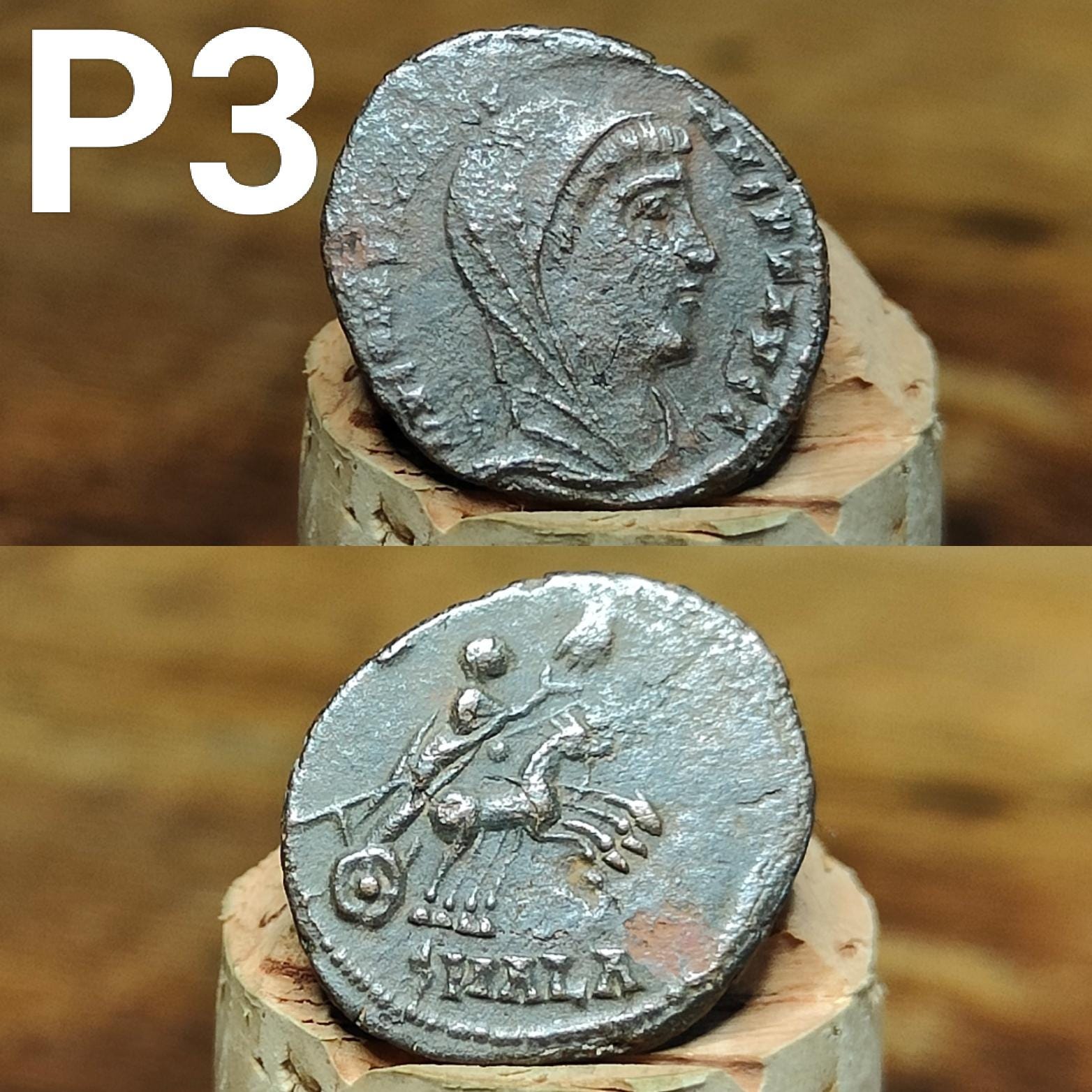 Cleaned Roman coins, ancient Nummus and Follis