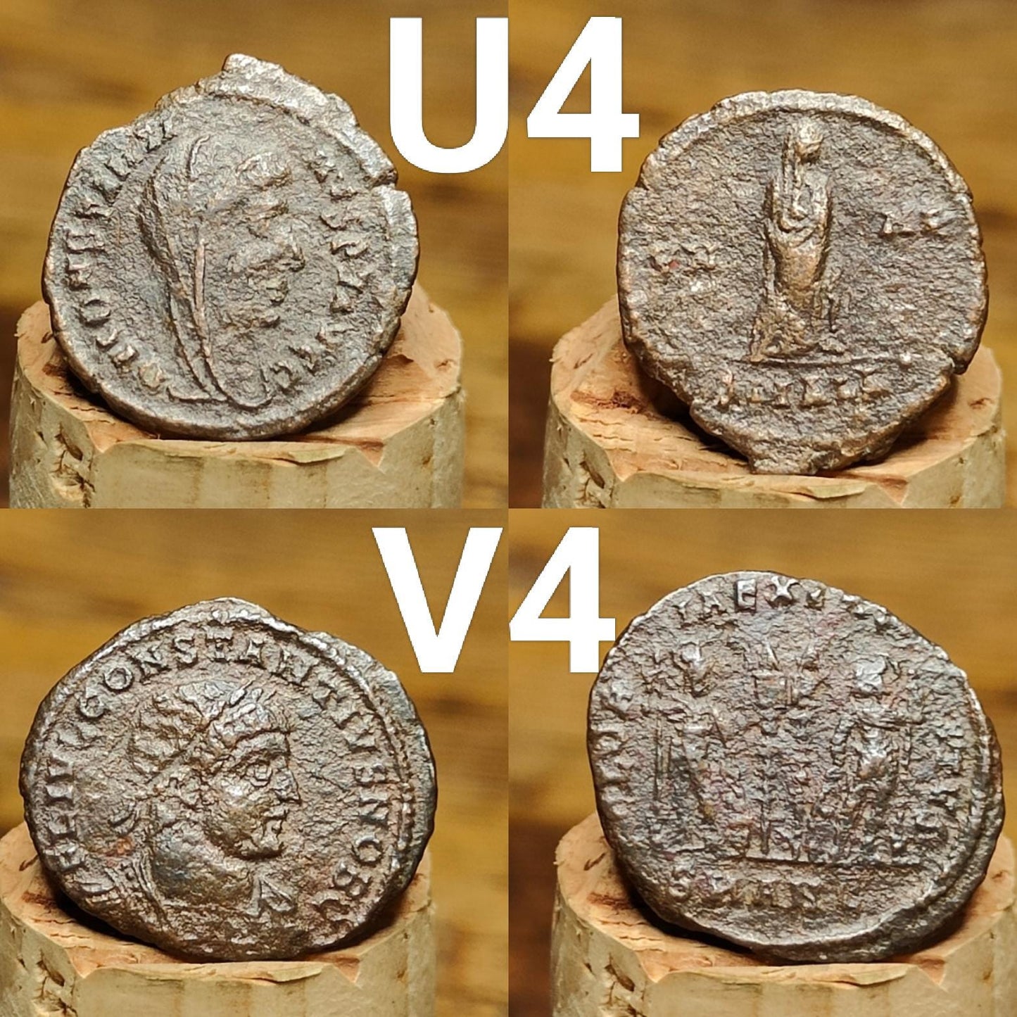 Genuine Roman coins, 4th century ancient Nummus