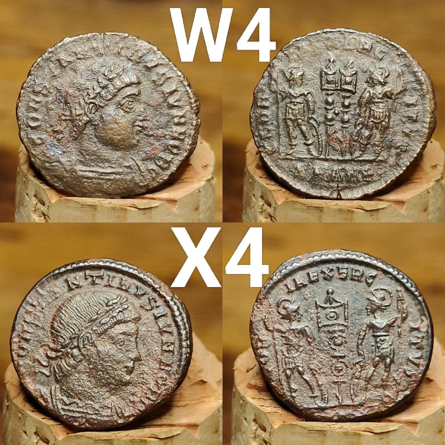Genuine Roman coins, 4th century ancient Nummus