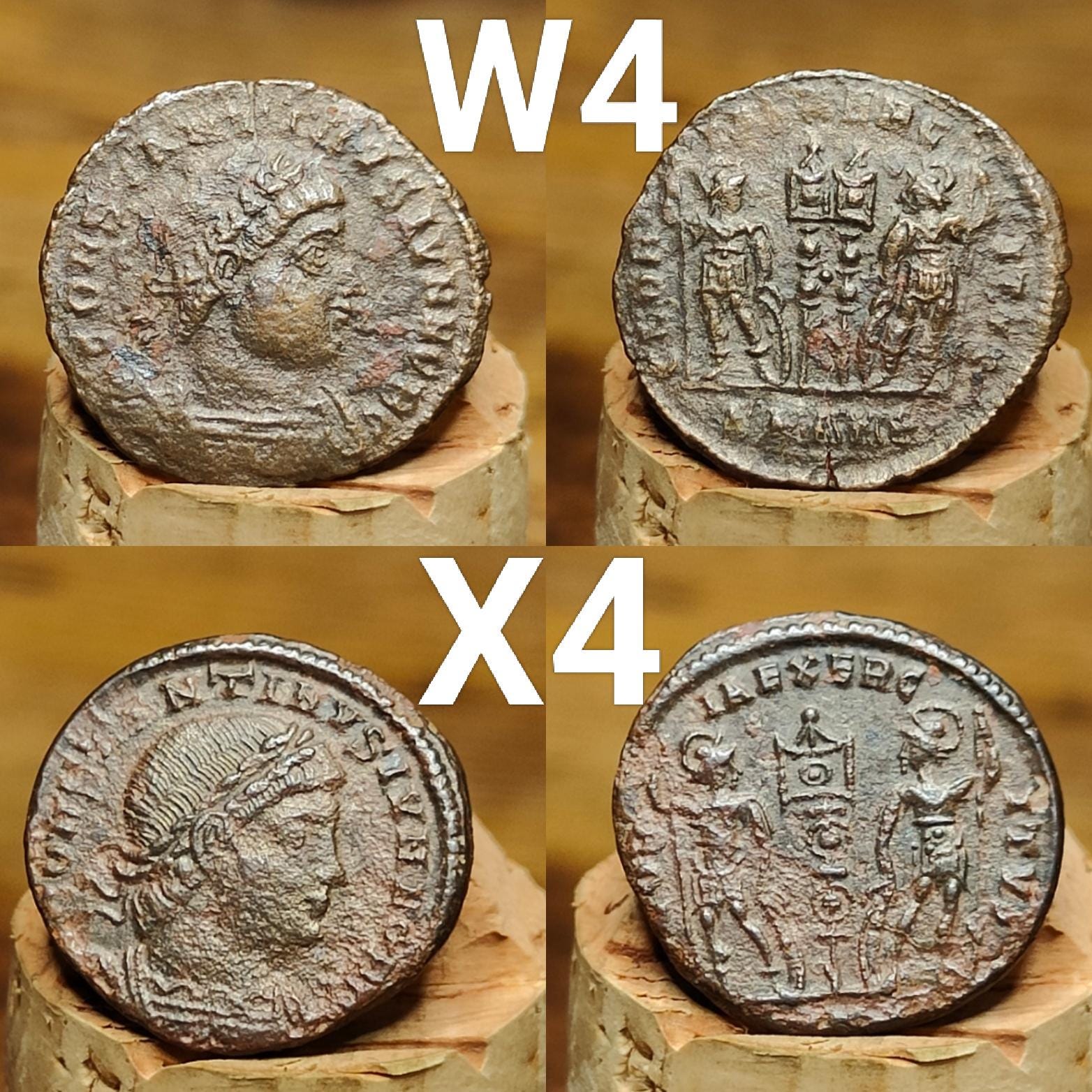 Genuine Roman coins, 4th century ancient Nummus