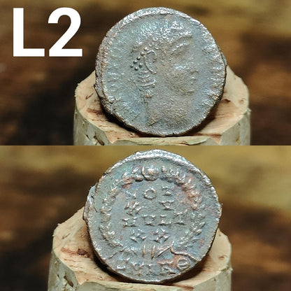 Cleaned Roman coins, ancient Nummus and Follis