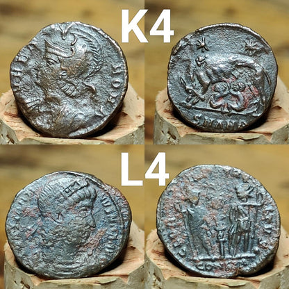 Genuine Roman coins, 4th century ancient Nummus