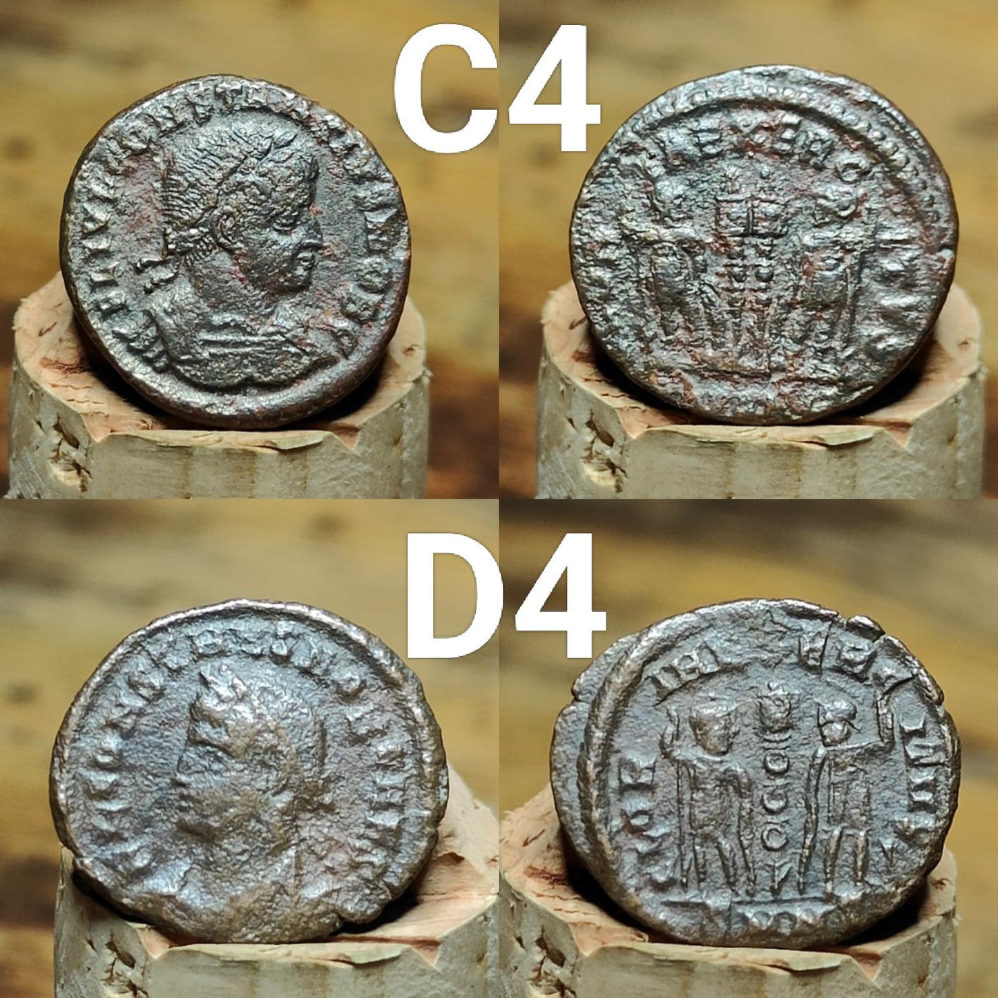 Genuine Roman coins, 4th century ancient Nummus