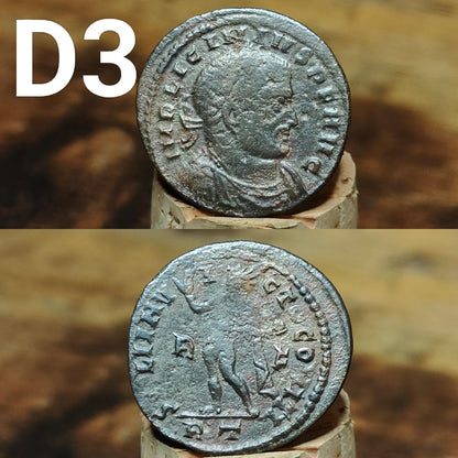 Cleaned Roman coins, ancient Nummus and Follis