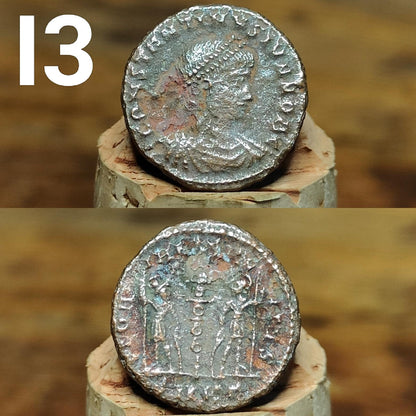 Cleaned Roman coins, ancient Nummus and Follis