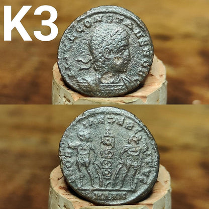 Cleaned Roman coins, ancient Nummus and Follis