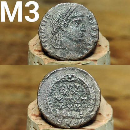 Cleaned Roman coins, ancient Nummus and Follis