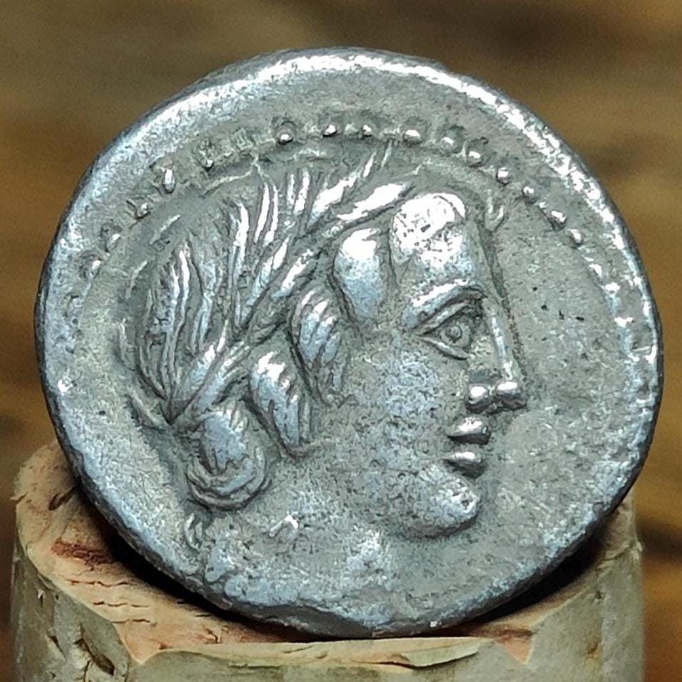 Roman Republic Silver Denarius Gargilius, Ogulnius and Vergilius with Apollo obverse, Ancient roman coin