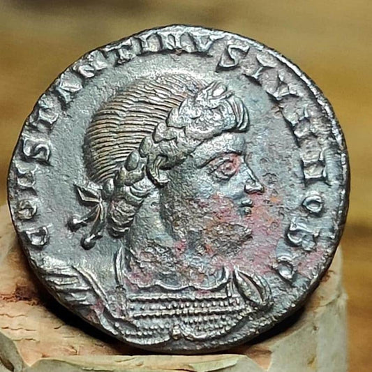 Constantine II coin with Soldiers reverse, high grade ancient roman Nummus