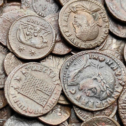 Genuine Roman coins, 4th century ancient Nummus