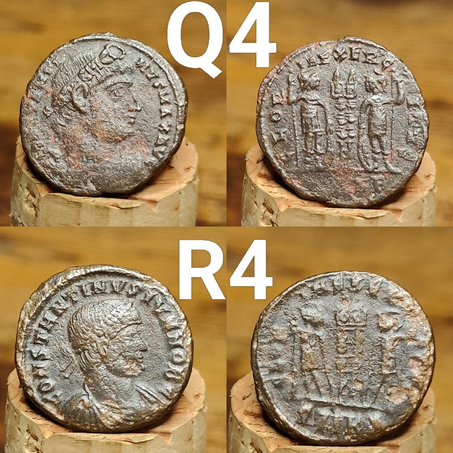 Genuine Roman coins, 4th century ancient Nummus