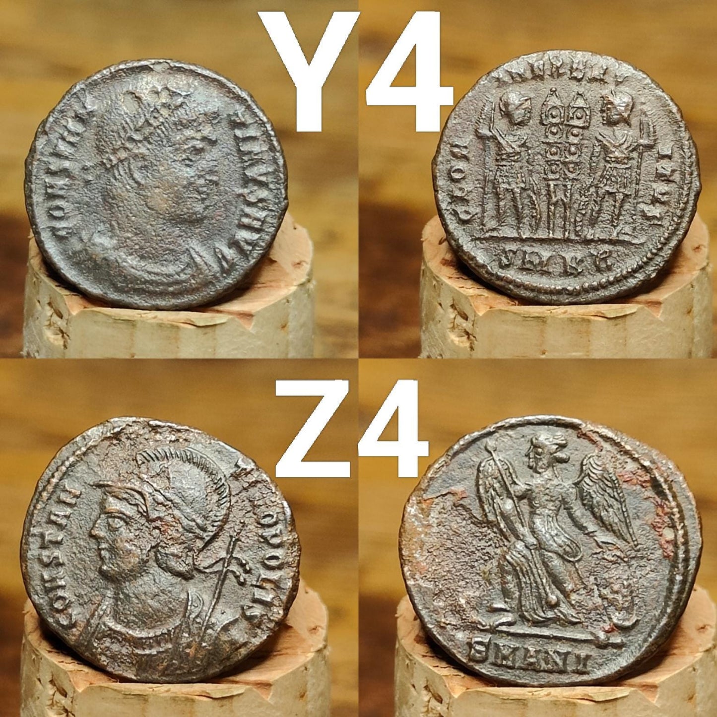 Genuine Roman coins, 4th century ancient Nummus