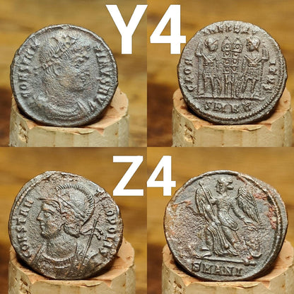 Genuine Roman coins, 4th century ancient Nummus