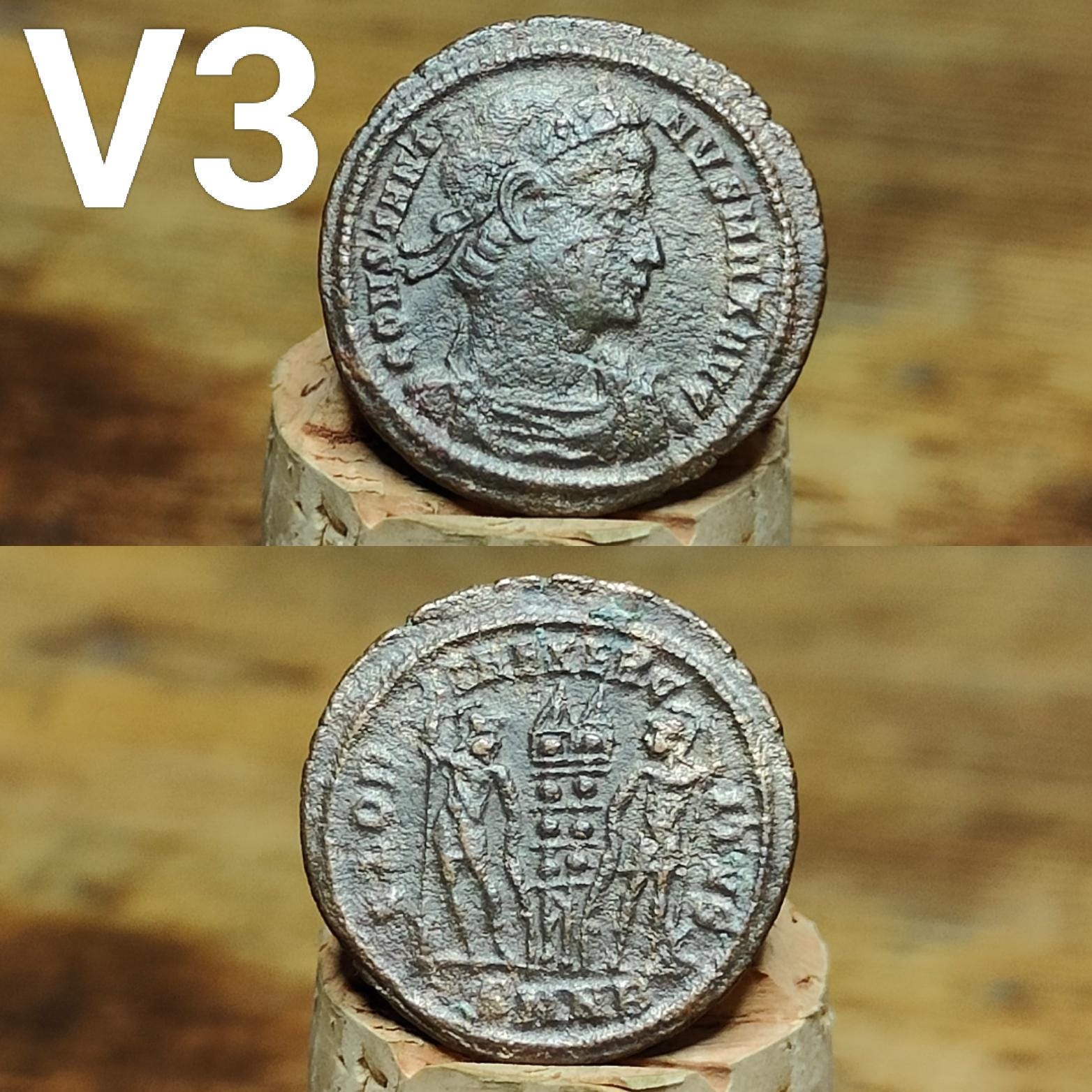 Cleaned Roman coins, ancient Nummus and Follis