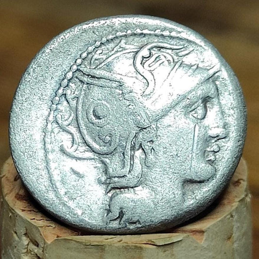 Roman Republic Silver Denarius C. Claudius Pulcher with Roma obverse, Ancient roman coin