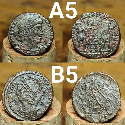 Genuine Roman coins, 4th century ancient Nummus