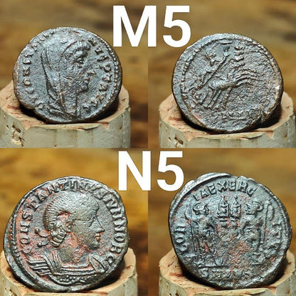 Genuine Roman coins, 4th century ancient Nummus
