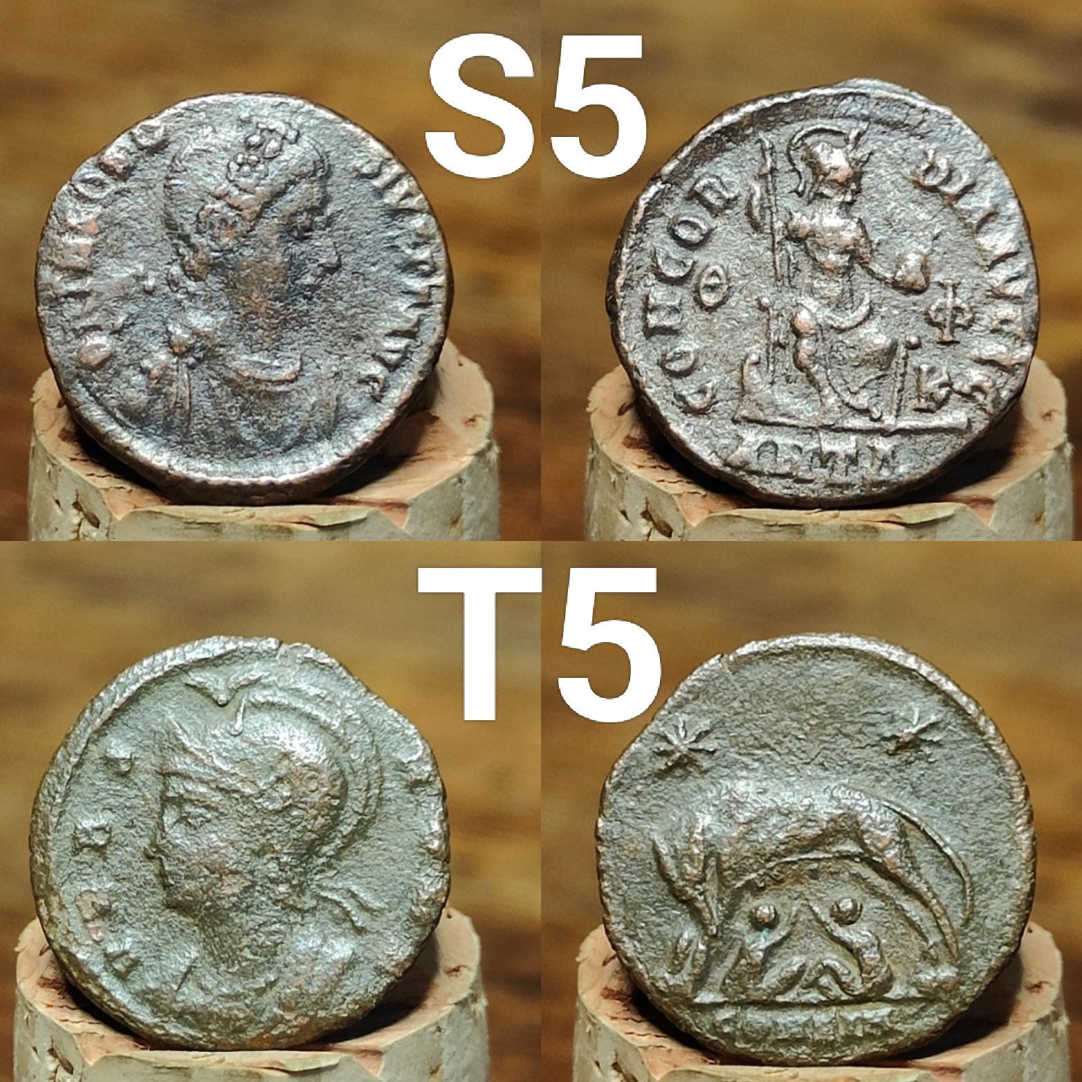 Genuine Roman coins, 4th century ancient Nummus