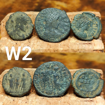 Set of 3 Roman coins, 4th century uncleaned ancient nummus