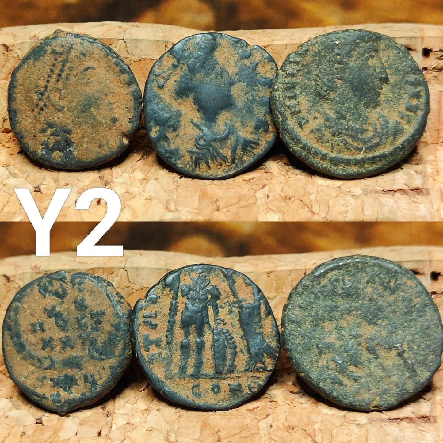 Set of 3 Roman coins, 4th century uncleaned ancient nummus