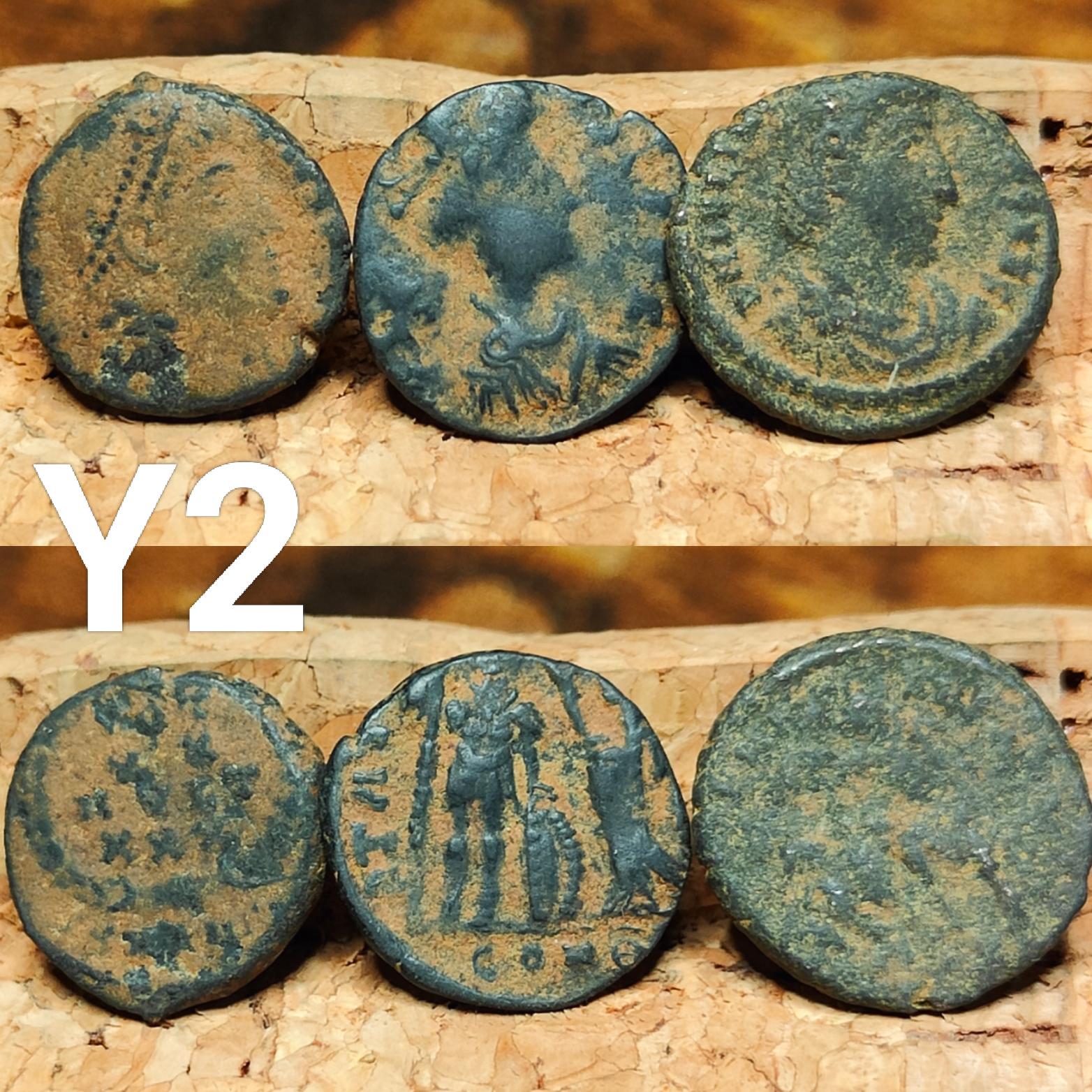 Set of 3 Roman coins, 4th century uncleaned ancient nummus