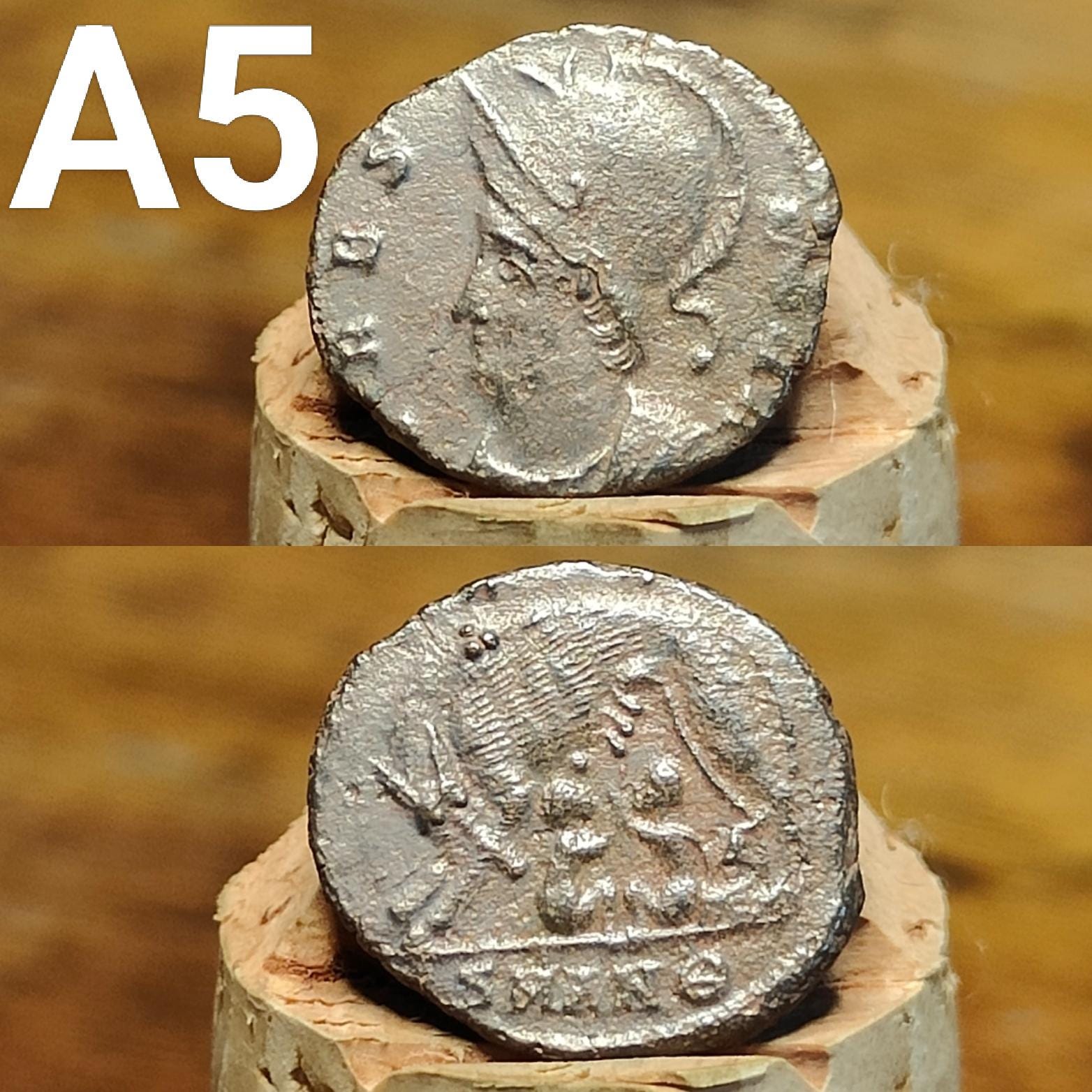 Cleaned Roman coins, ancient Nummus and Follis