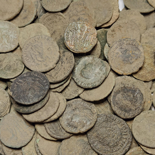 Top grade uncleaned small Roman coins, ancient Nummus for restoration