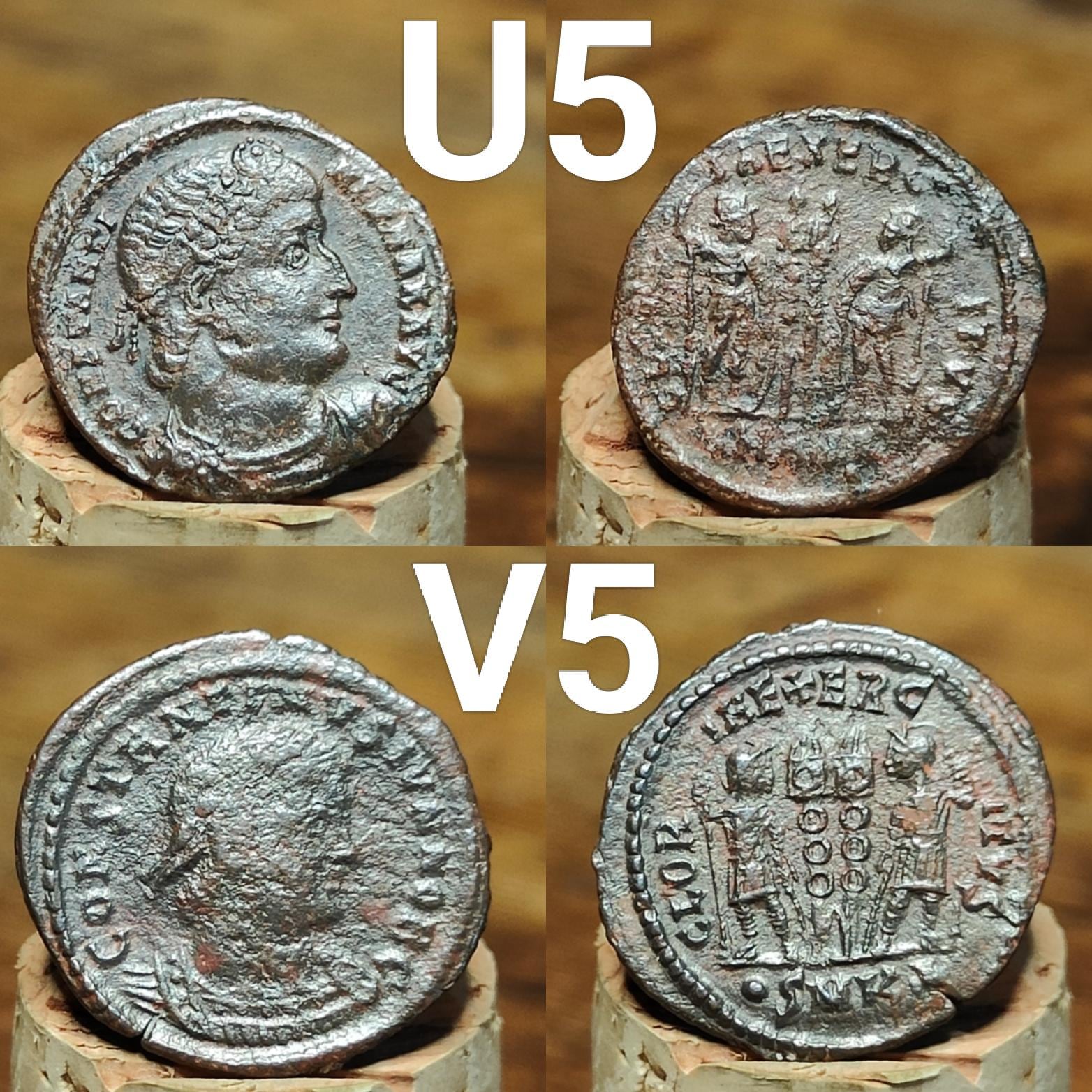 Genuine Roman coins, 4th century ancient Nummus