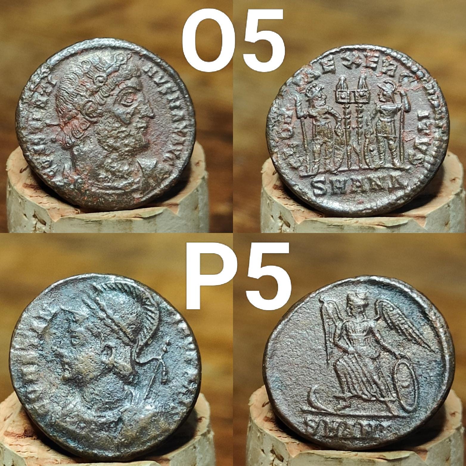 Genuine Roman coins, 4th century ancient Nummus