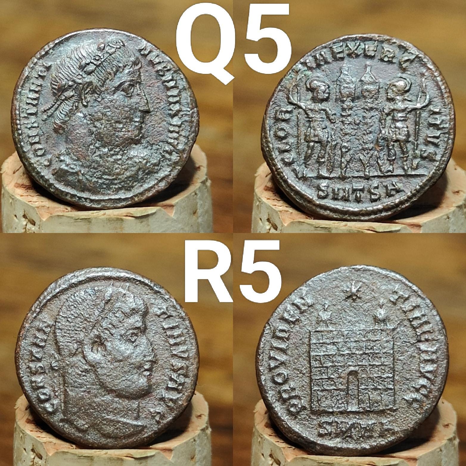 Genuine Roman coins, 4th century ancient Nummus