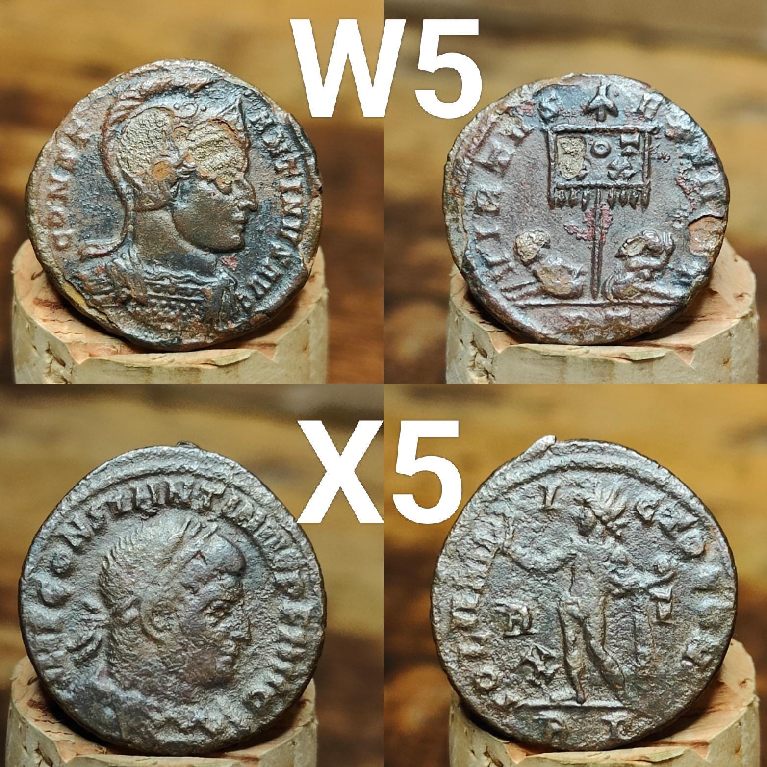 Genuine Roman coins, 4th century ancient Nummus