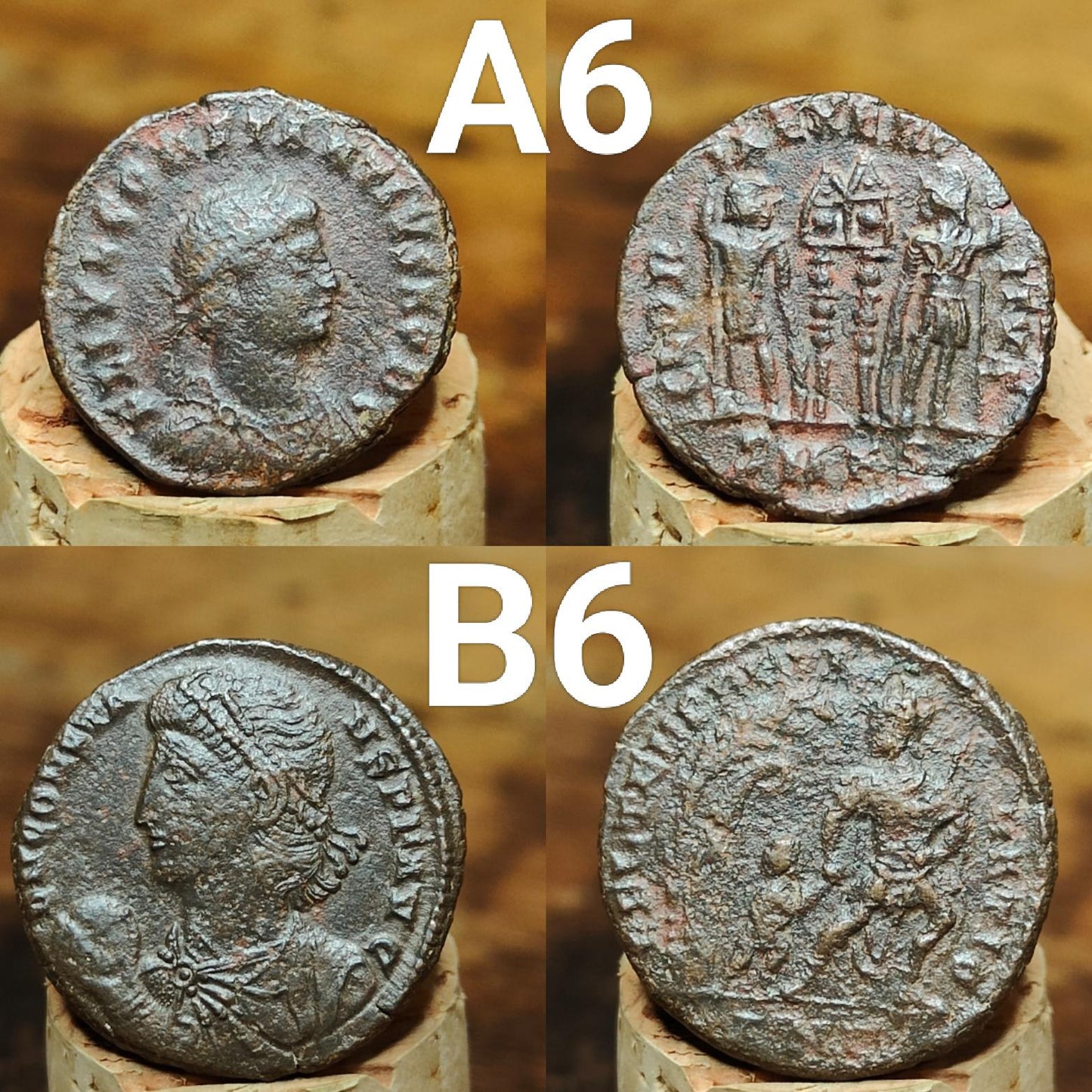 Genuine Roman coins, 4th century ancient Nummus