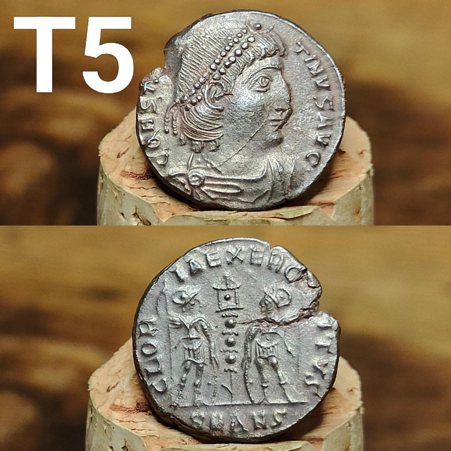 Cleaned Roman coins, ancient Nummus and Follis