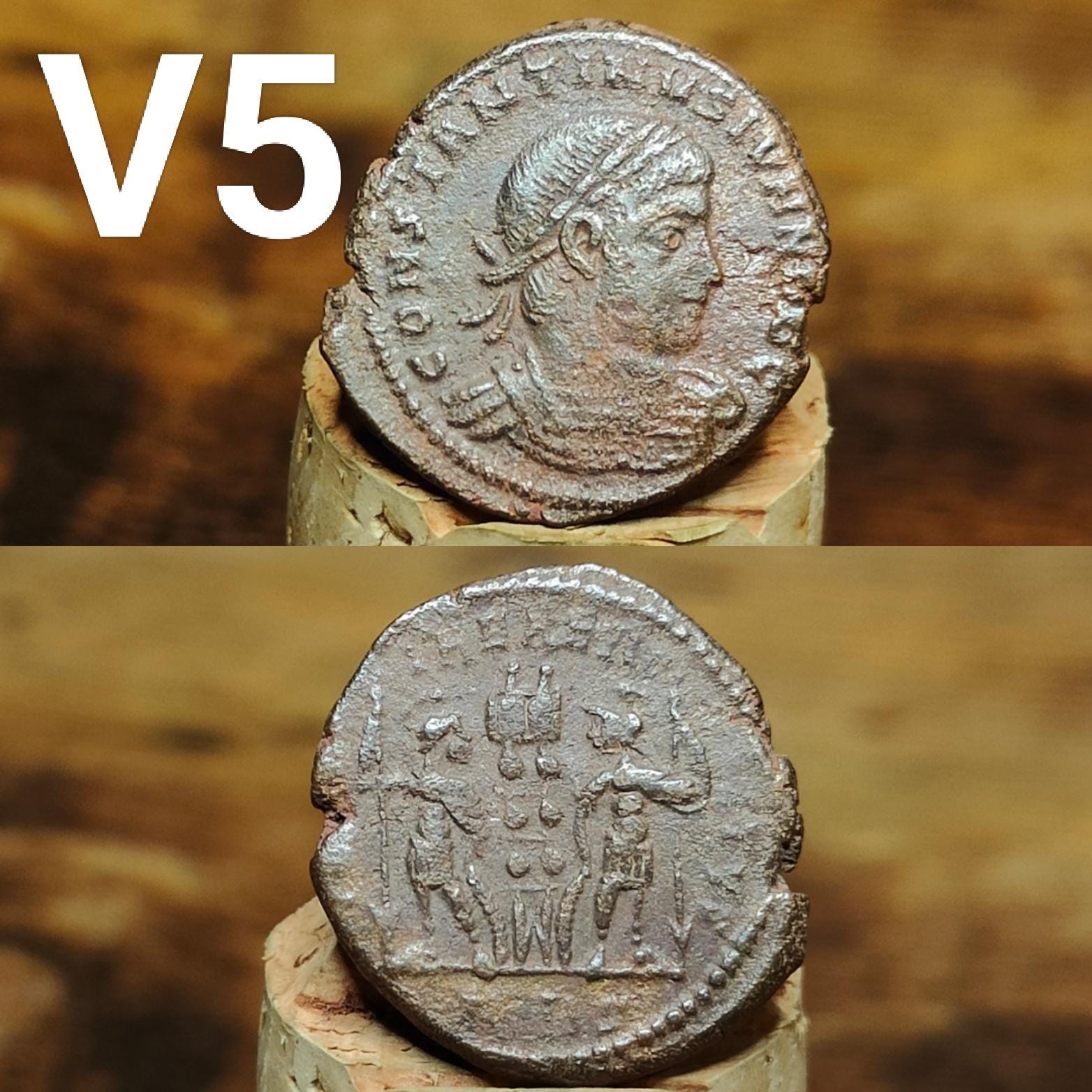 Cleaned Roman coins, ancient Nummus and Follis
