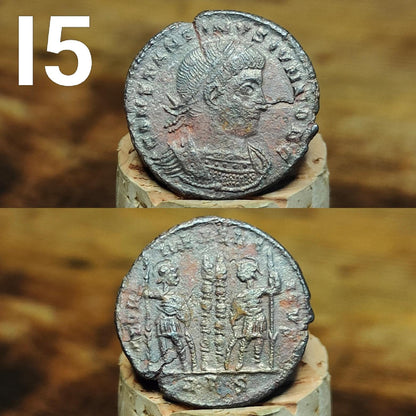 Cleaned Roman coins, ancient Nummus and Follis