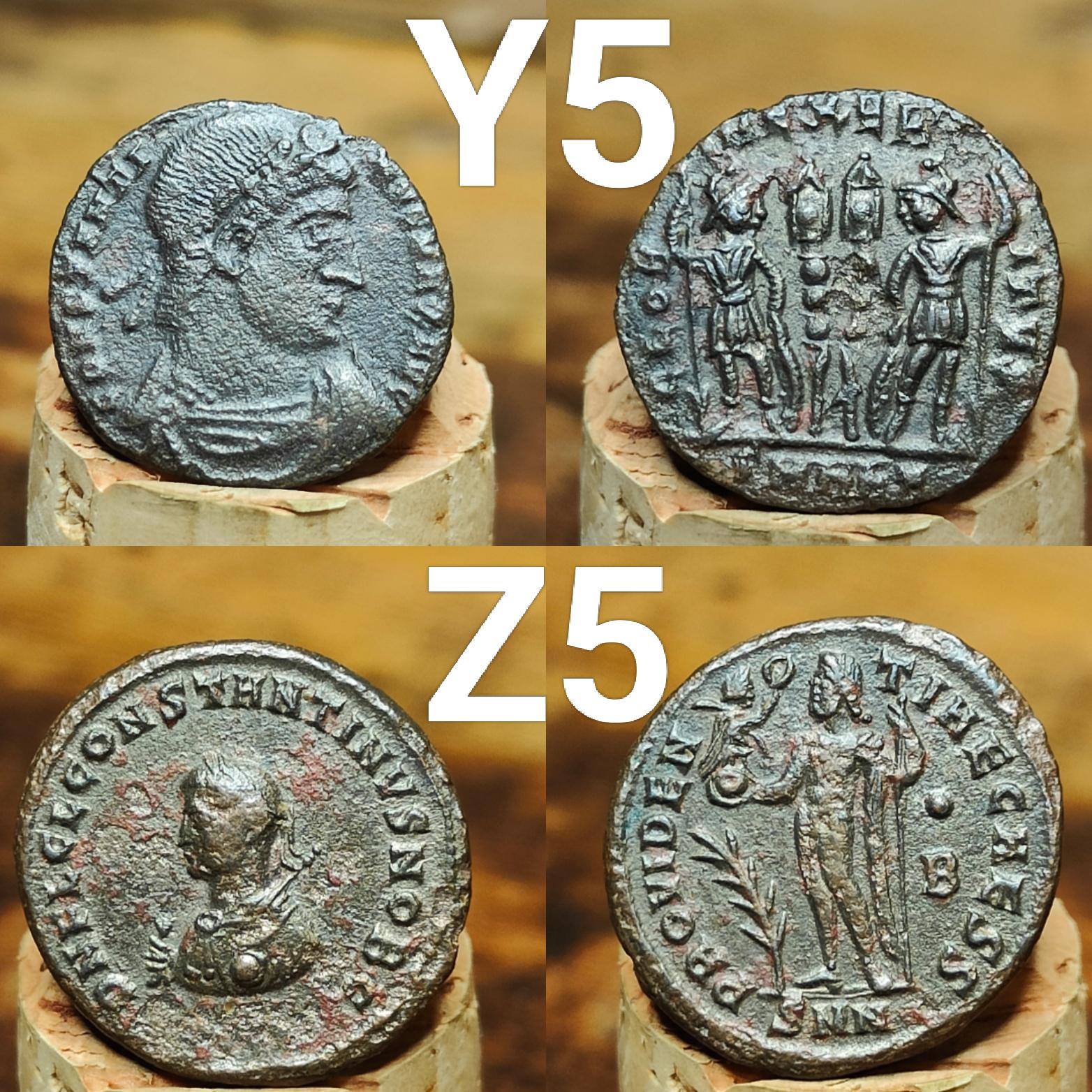 Genuine Roman coins, 4th century ancient Nummus
